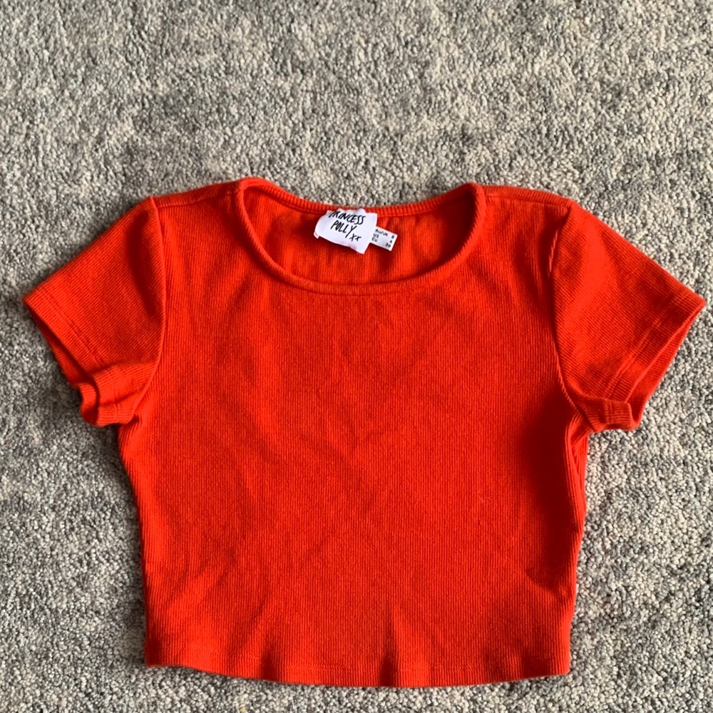 Princess Polly Bright Red/Orange Crop Top